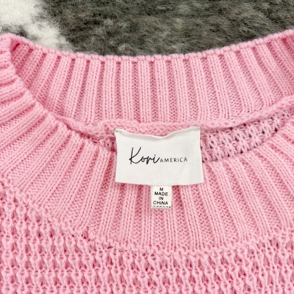 Kori America Pink Striped Knit Sweater Medium - Picture 4 of 10